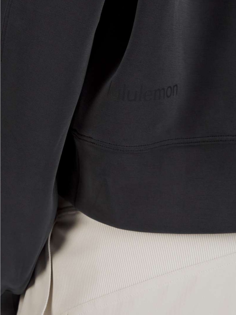 Lululemon Softstreme Perfectly Oversized Cropped Crew Gray Black Sz 8 - Picture 6 of 10